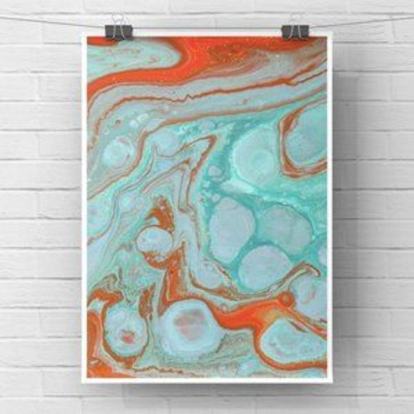 Contemporary Bubble Abstract Art Print, Orange - Picture 2 of 4